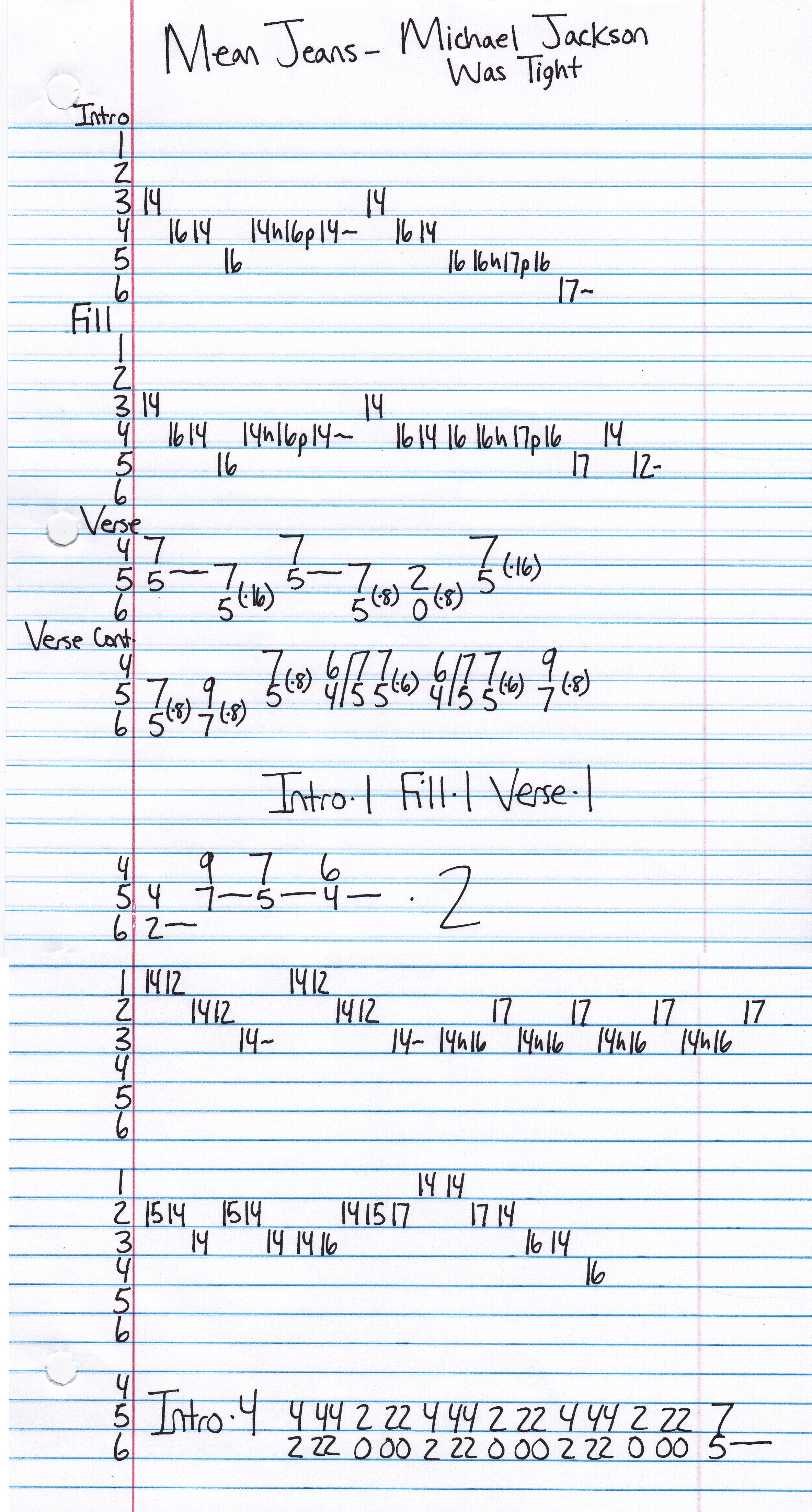 High quality guitar tab for Michael Jackson Was Tight by Mean Jeans off of the album Tight New Dimension. ***Complete and accurate guitar tab!***